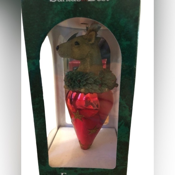 VTG 1996 Santa’s Best European Glass Deer Ornament 6” Mouth Blown Hand Crafted - Picture 2 of 6